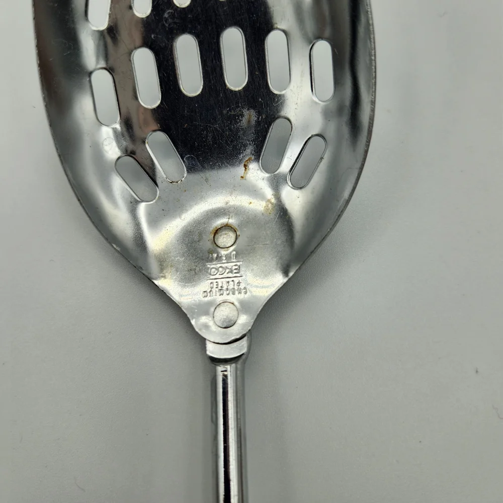 Vintage‎ Ekco Chromium Plated Serving Slotted Spoon